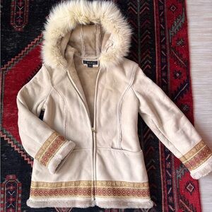 1 Madison Cream Hooded Ski Jacket with Faux Fur